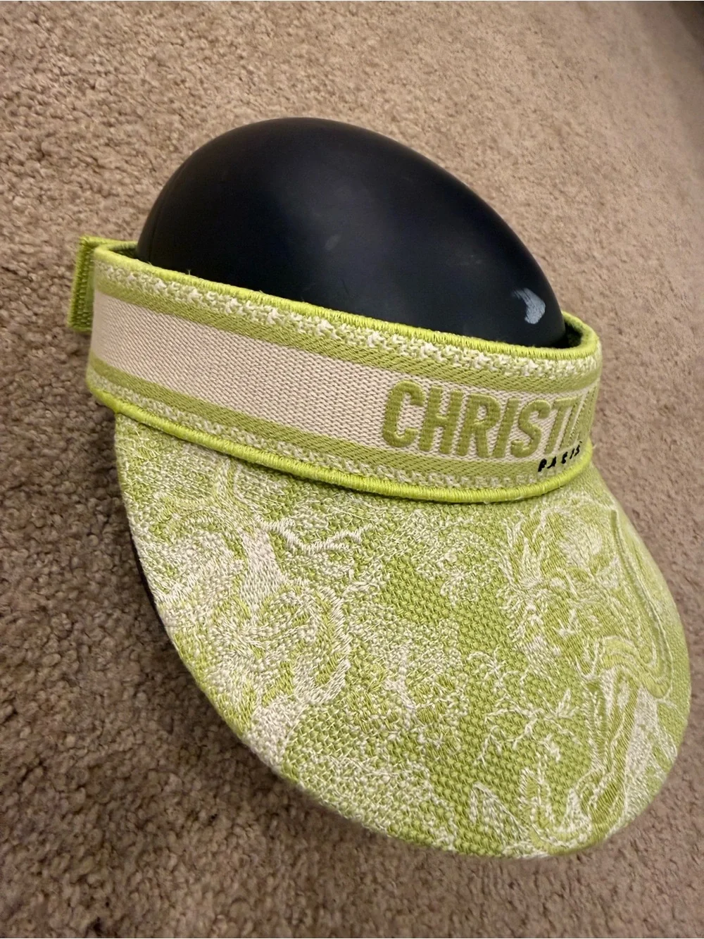 Dior Dioriviera Toile de Jouy Visor Hat Lime Green Sun Visor NEW Limited Edition